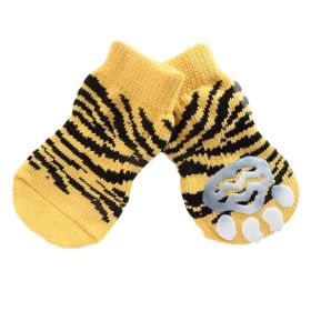 4 Pcs Cute Puppy Cat Socks Knitted Pet Socks Dog Paw Protection Poodle Teddy Socks, Yellow Tiger Stripes 4 Pcs Cute Puppy Cat Socks Knitted Pet Socks Dog Paw Protection Poodle Teddy Socks, Yellow Tiger Stripes
